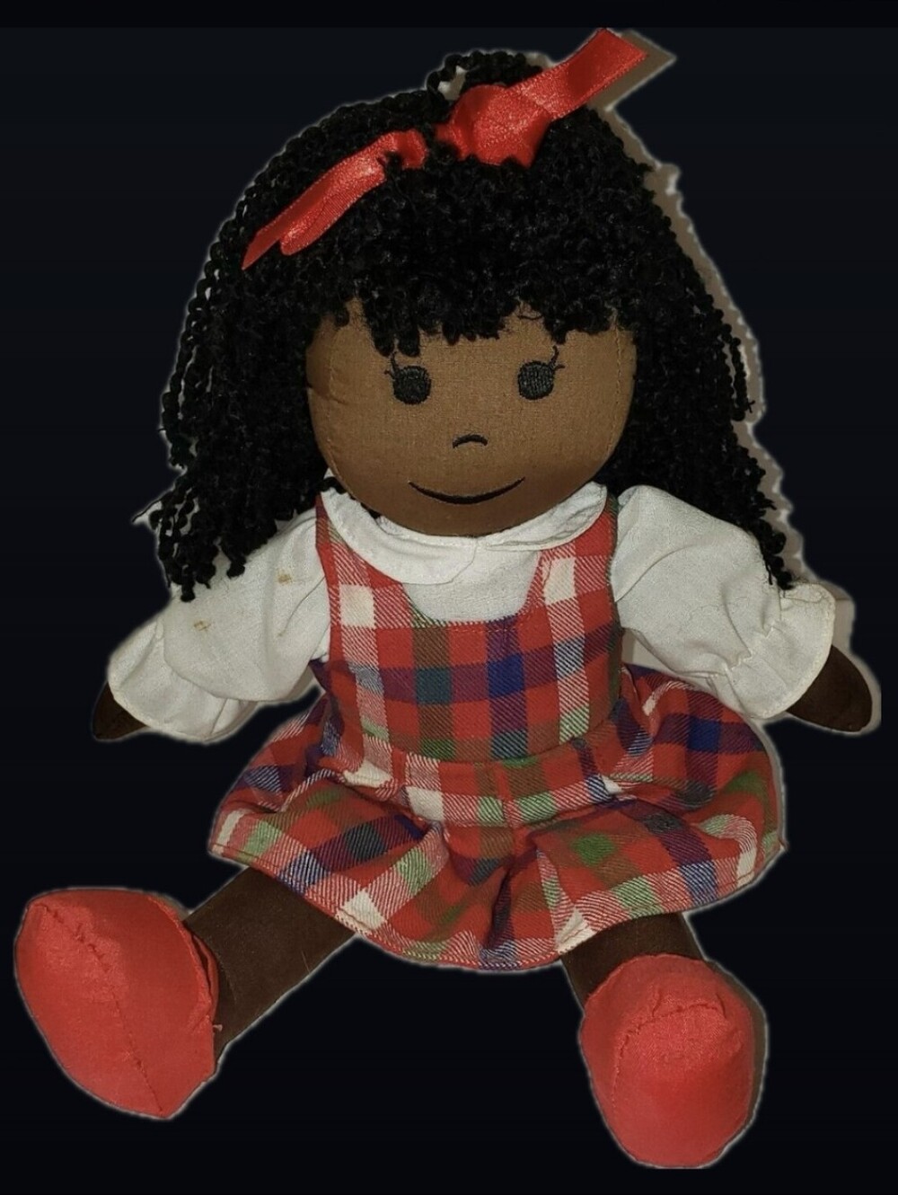 GAP BABY Red Plaid Dress Rag Cloth Doll Vintage